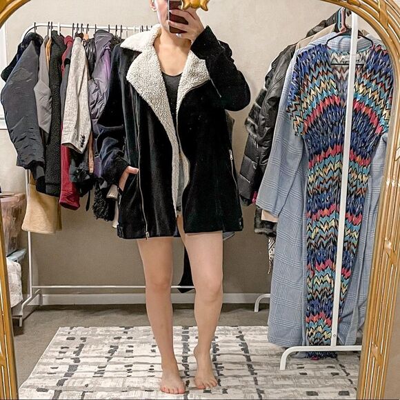 Show Me Your Mumu Elisha Corduroy Sherpa Jacket Black M - Picture 1 of 9
